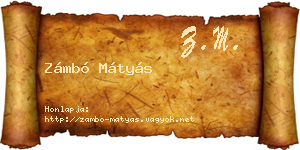 Zámbó Mátyás névjegykártya